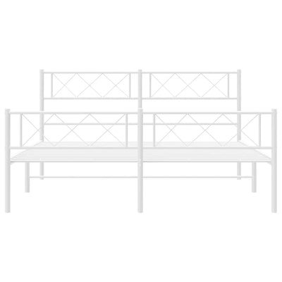 Metal Bed Frame without Mattress with Footboard White 135x190 cm