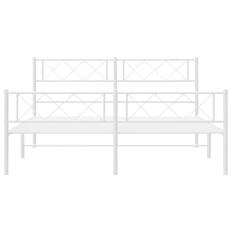 Metal Bed Frame without Mattress with Footboard White 135x190 cm