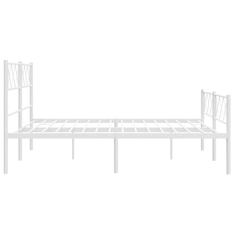 Metal Bed Frame without Mattress with Footboard White 135x190 cm