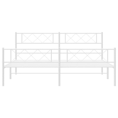 Metal Bed Frame without Mattress with Footboard White 183x203 cm King