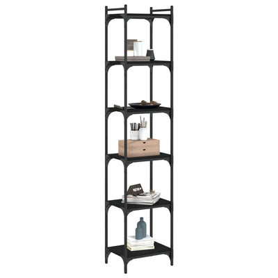 Bookcase 6-Tier Black 40x30x188 cm Engineered Wood