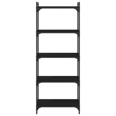 Bookcase 5-Tier Black 60x30x154 cm Engineered Wood