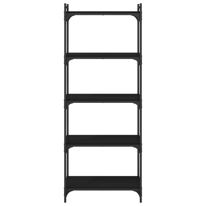 Bookcase 5-Tier Black 60x30x154 cm Engineered Wood