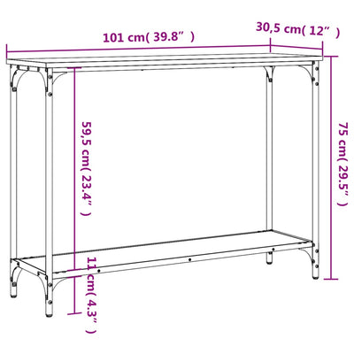 Console Table Black 101x30.5x75 cm Engineered Wood