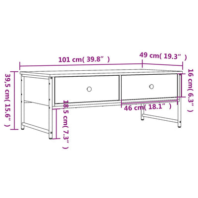 Coffee Table Black 101x49x39.5 cm Engineered Wood