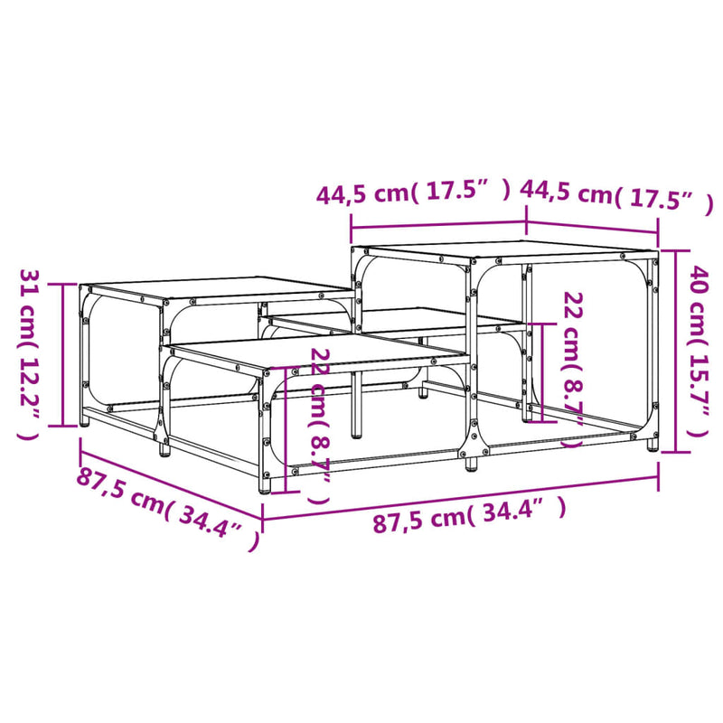 Coffee Table Black 87.5x87.5x40 cm Engineered Wood