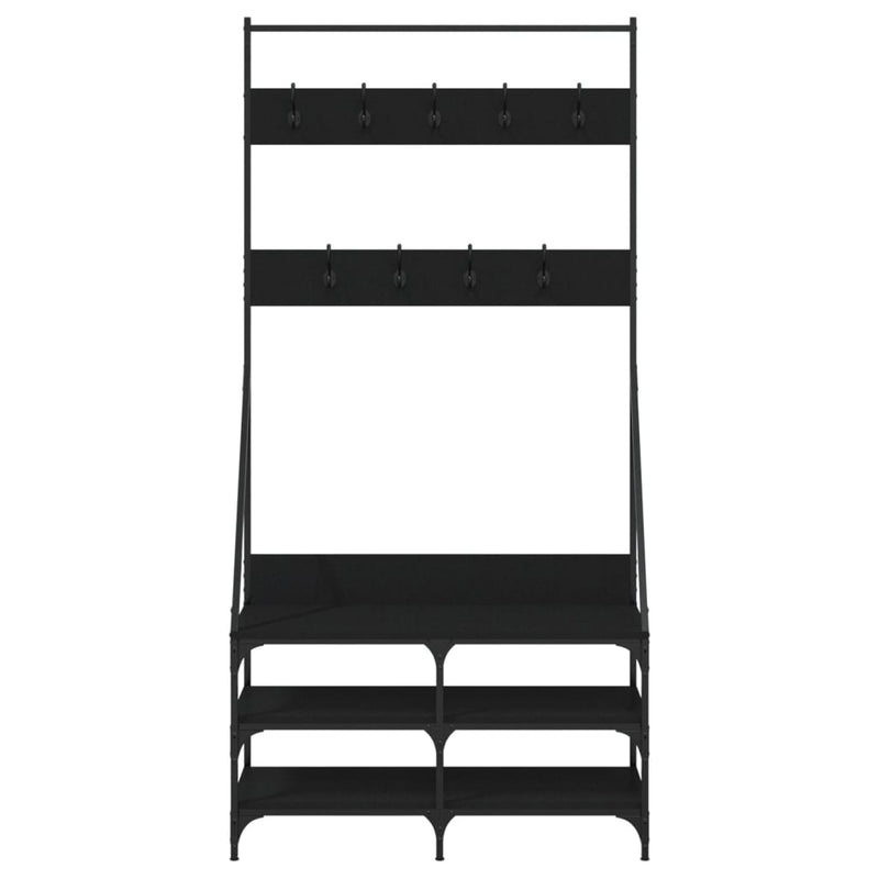 Clothes Rack with Shoe Storage Black 90x34x184 cm