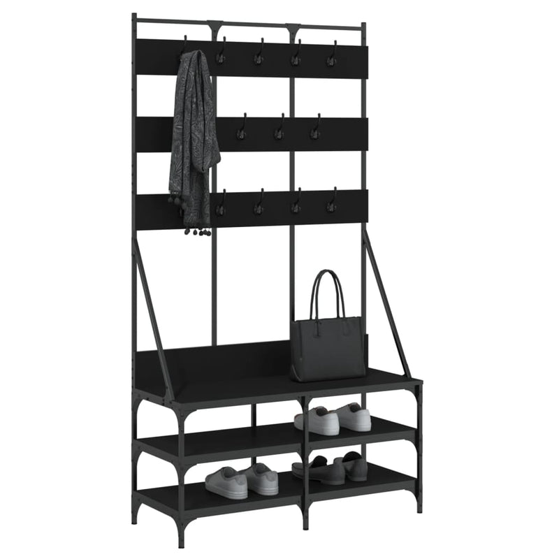 Clothes Rack with Shoe Storage Black 100x40x184 cm