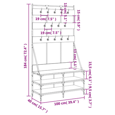 Clothes Rack with Shoe Storage Black 100x40x184 cm