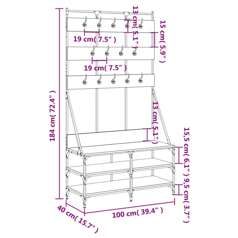 Clothes Rack with Shoe Storage Black 100x40x184 cm