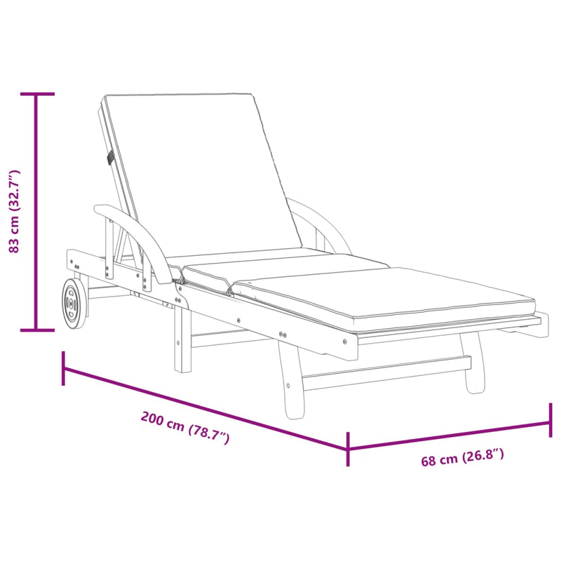 Sun Loungers 2 pcs with Cushions 200x68x83 cm Solid Wood Acacia