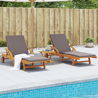 Sun Loungers 2 pcs with Cushions 200x68x83 cm Solid Wood Acacia