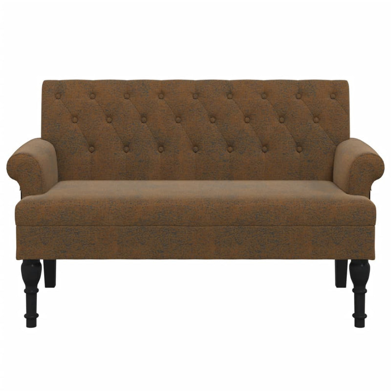 Bench with Backrest Brown 120x62x75.5 cm Faux Suede Leather