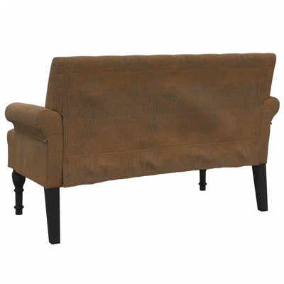 Bench with Backrest Brown 120x62x75.5 cm Faux Suede Leather