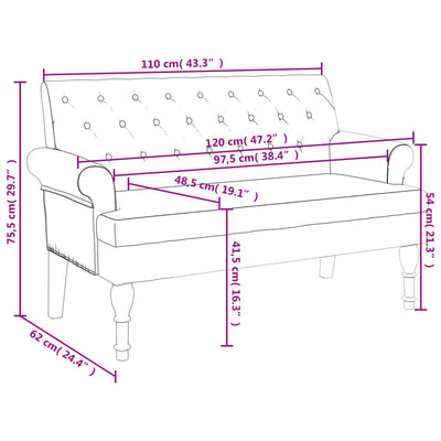 Bench with Backrest Brown 120x62x75.5 cm Faux Suede Leather