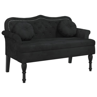 Bench with Cushions Black 120.5x65x75 cm Velvet