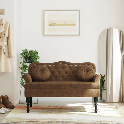 Bench with Cushions Brown 120.5x65x75 cm Faux Suede Leather