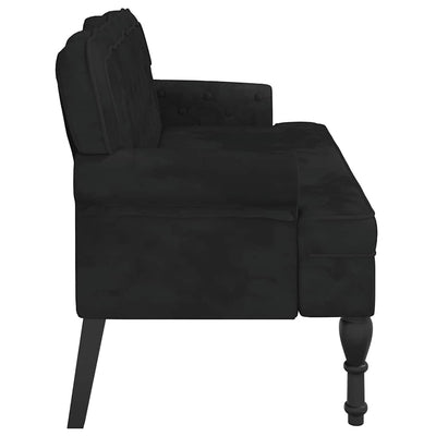 Bench with Backrest Black 119.5x64.5x75 cm Velvet