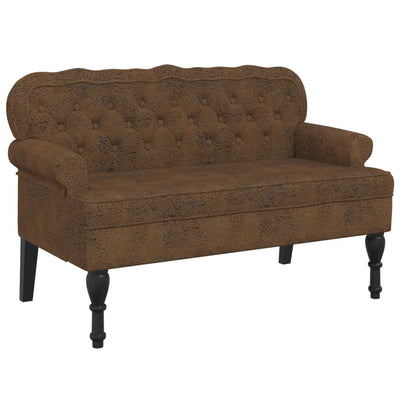 Bench with Backrest Brown 119.5x64.5x75 cm Faux Suede Leather