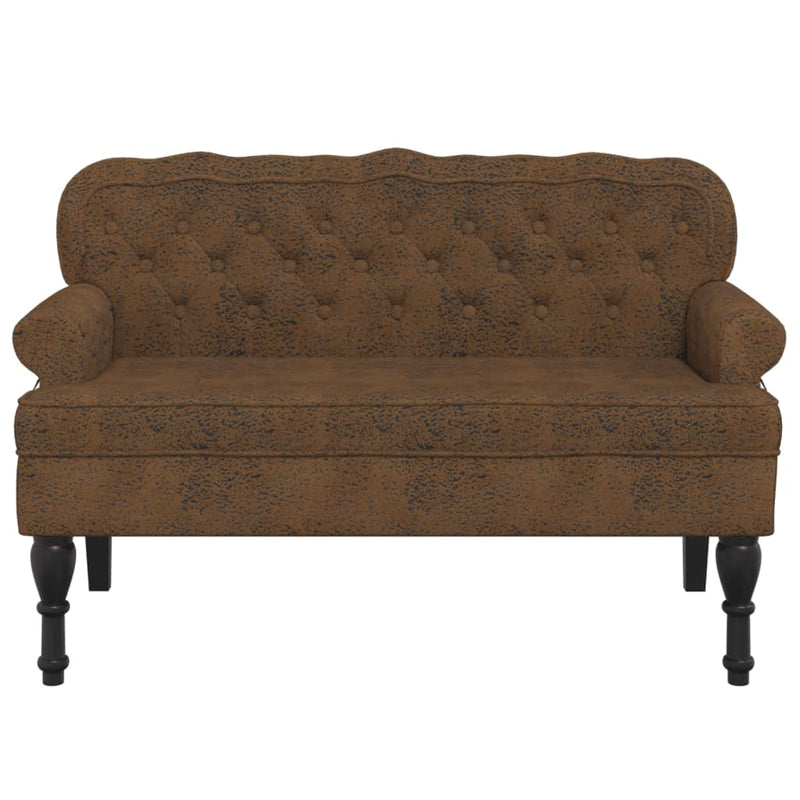 Bench with Backrest Brown 119.5x64.5x75 cm Faux Suede Leather