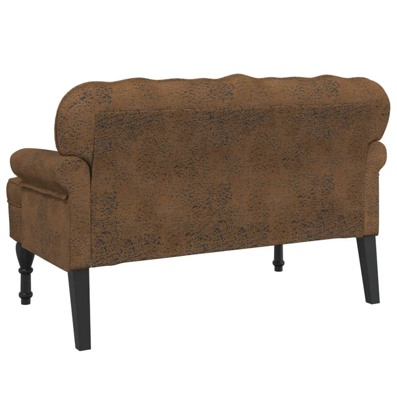 Bench with Backrest Brown 119.5x64.5x75 cm Faux Suede Leather