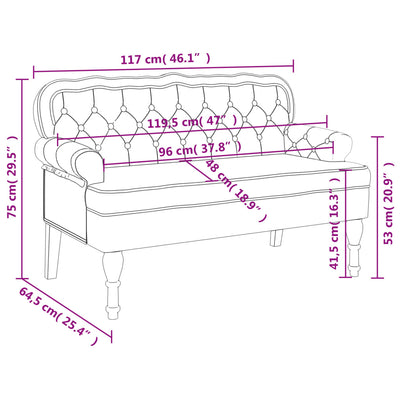 Bench with Backrest Brown 119.5x64.5x75 cm Faux Suede Leather