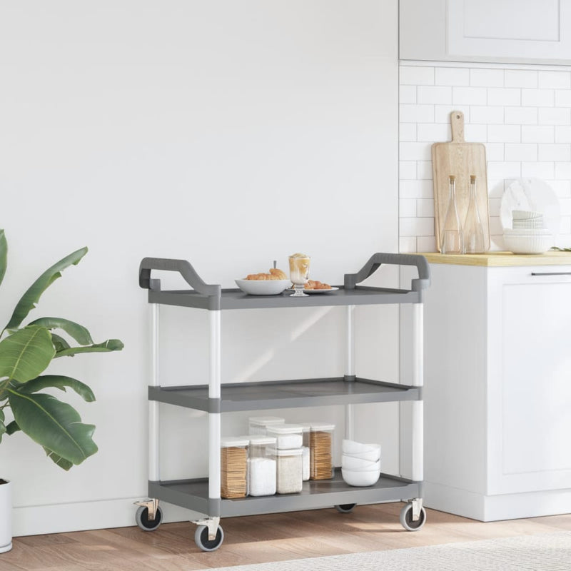 3-Tier Trolley Grey 99x50x96 cm Aluminium