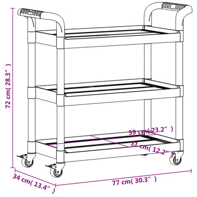 3-Tier Trolley Grey 77x34x72 cm Aluminium