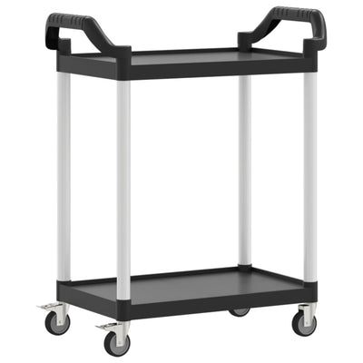 2-Tier Trolley Black 81x41x92 cm Aluminium