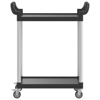 2-Tier Trolley Black 81x41x92 cm Aluminium