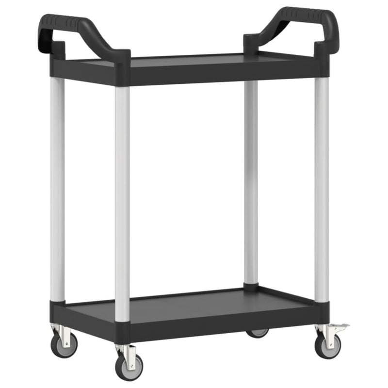 2-Tier Trolley Black 81x41x92 cm Aluminium