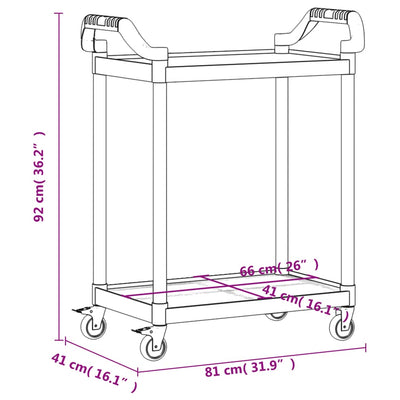 2-Tier Trolley Black 81x41x92 cm Aluminium