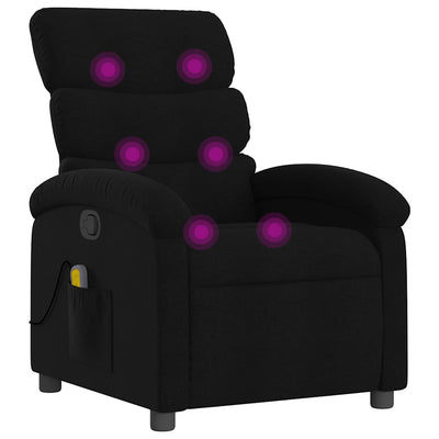 Massage Recliner Chair Black Fabric