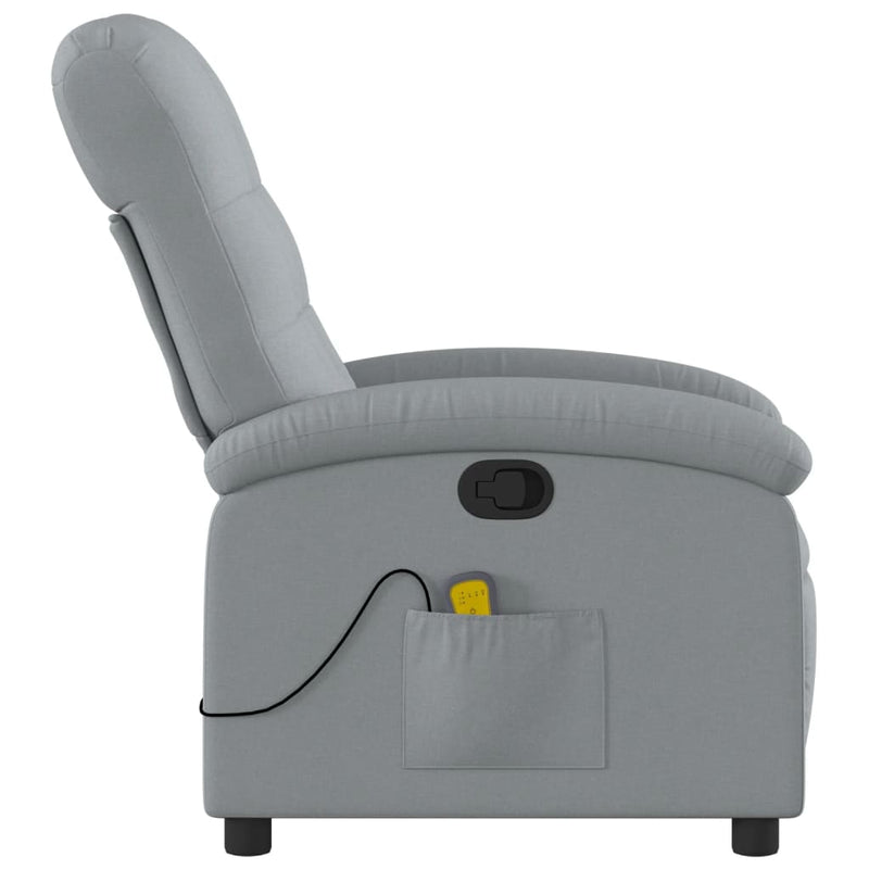 Massage Recliner Chair Light Grey Fabric