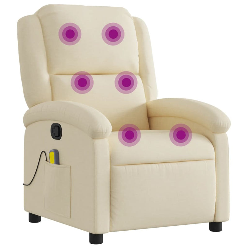 Massage Recliner Chair Cream Fabric