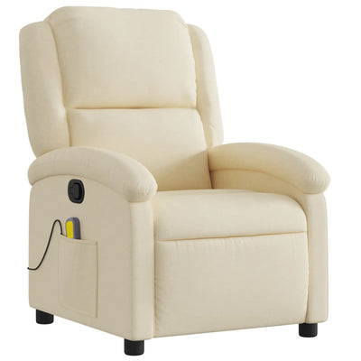 Massage Recliner Chair Cream Fabric