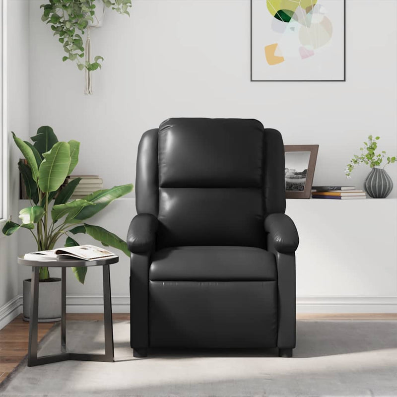 Recliner Chair Black Faux Leather