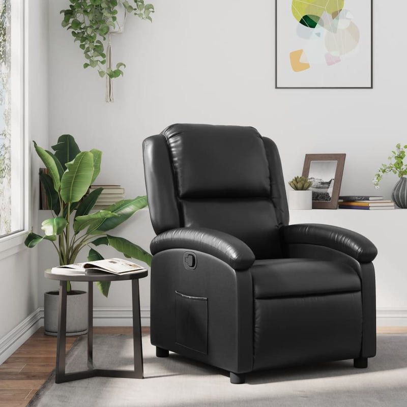 Recliner Chair Black Faux Leather