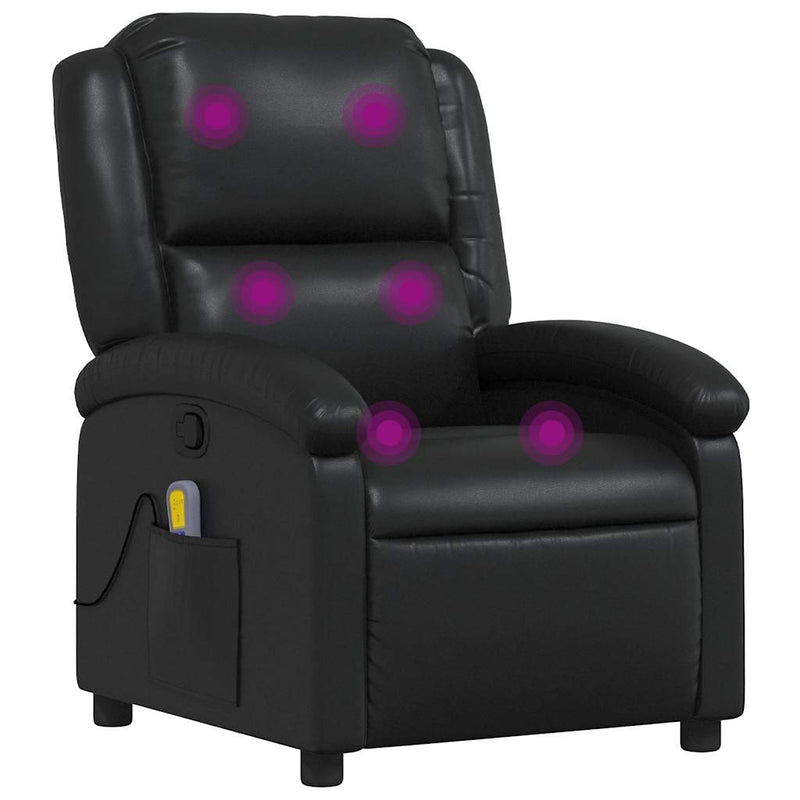 Massage Recliner Chair Black Faux Leather