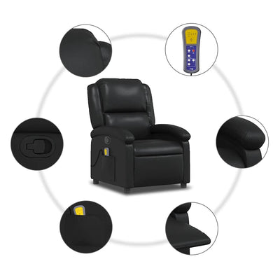 Massage Recliner Chair Black Faux Leather