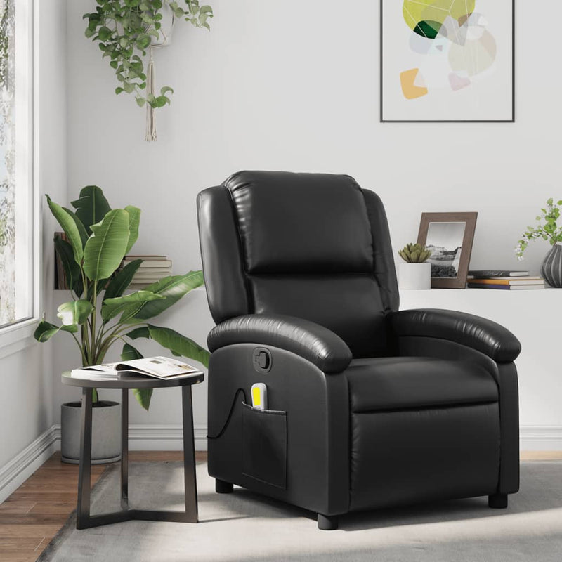 Massage Recliner Chair Black Faux Leather