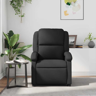 Recliner Chair Black Real Leather