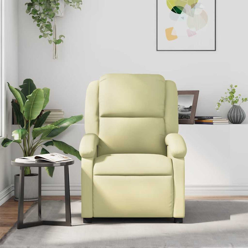 Recliner Chair Cream Real Leather