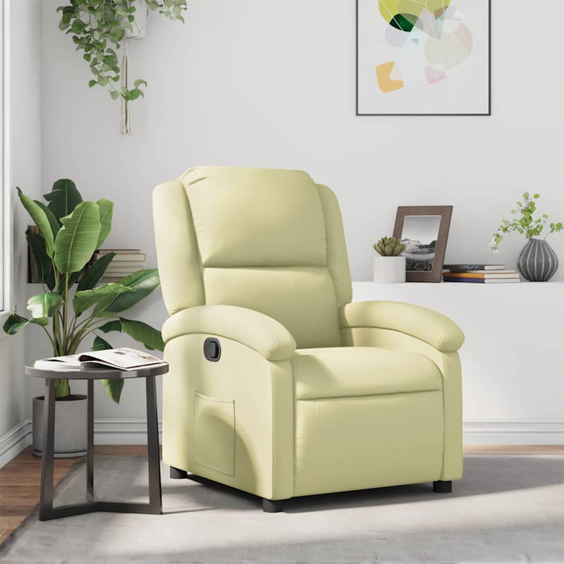 Recliner Chair Cream Real Leather