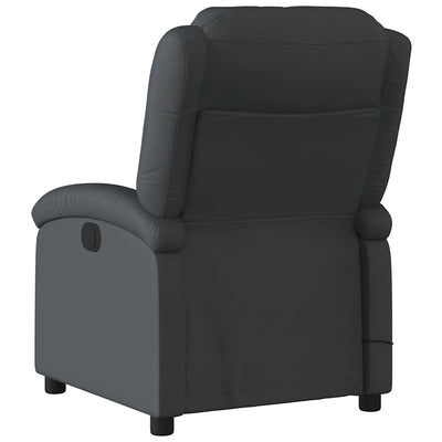 Massage Recliner Chair Black Real Leather