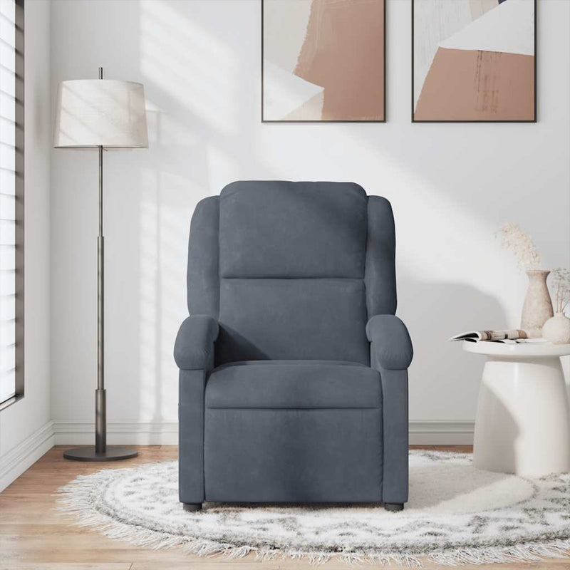 Massage Recliner Chair Dark Grey Velvet