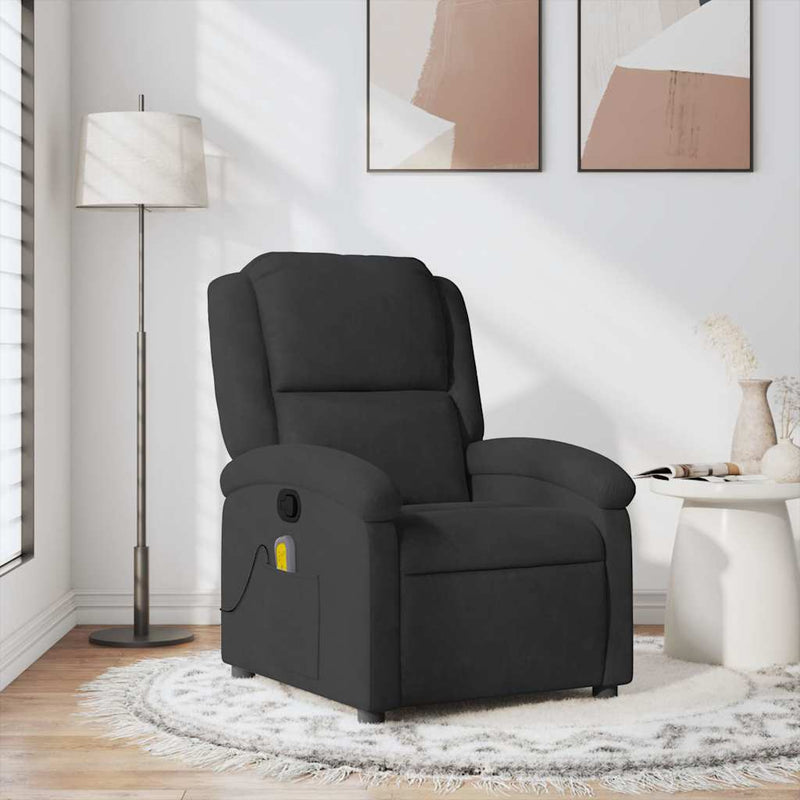 Massage Recliner Chair Black Velvet