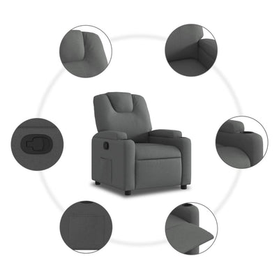 Recliner Chair Dark Grey Fabric