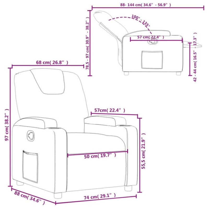 Recliner Chair Dark Grey Fabric