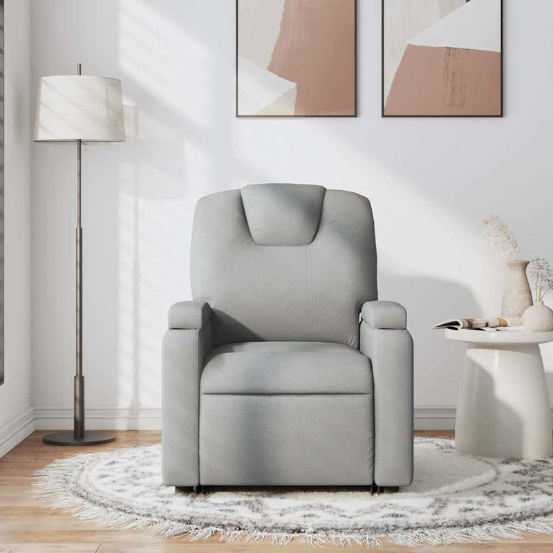 Massage Recliner Chair Light Grey Fabric